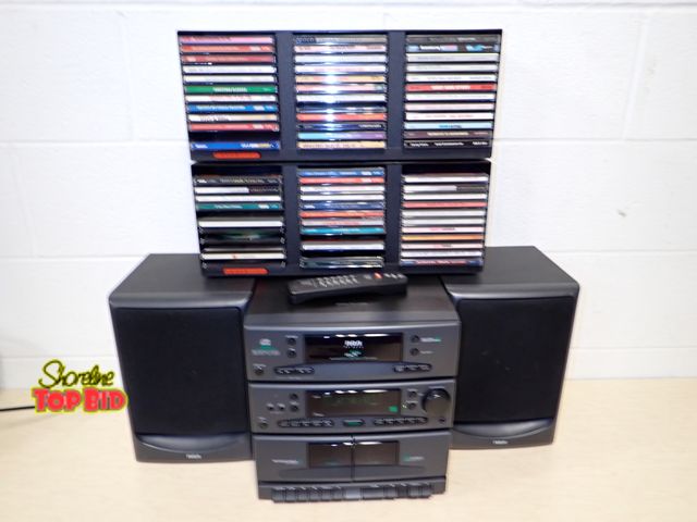 Lot 59-33039 - Vintage RCA RP-8593 Bookshelf Stereo System from mid 1990s, CD player AM/FM Turner and Dual Cassette...