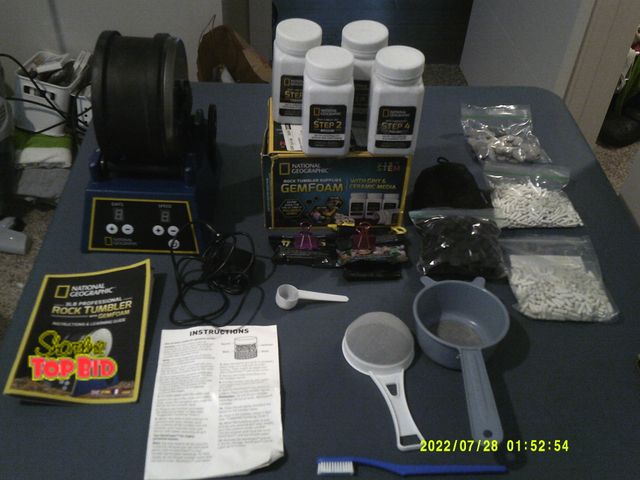 Lot 59-86036 - National Geographic 3 lb. professional rock tumbler with gem foam. Ceramic media. Rock tumbler grit ...