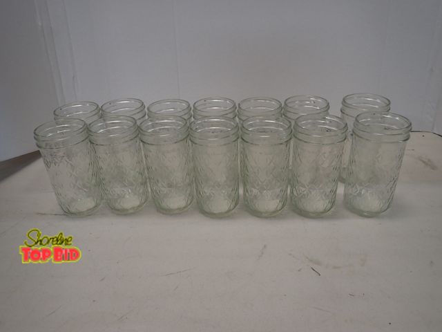 Lot 59-41320 - 14 Vintage Ball Quilted Crystal Jelly Jars