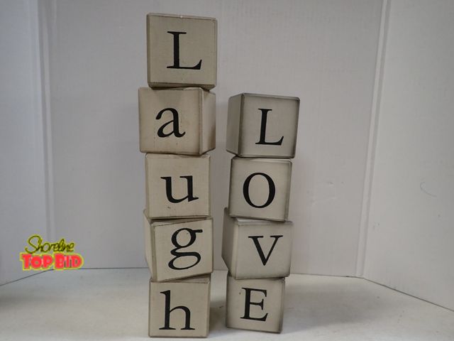 Lot 59-43445 - Decorative Blocks, Laugh &amp; Love - Wooden