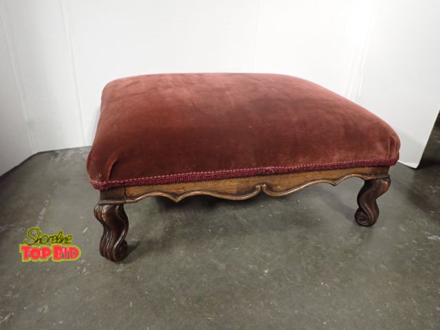 Lot 59-10041 - Victorian Rectangle Foot Stool with Velvet Upholstery