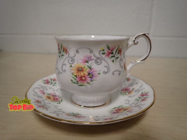 Lot 59-33147 - Vintage Queen's Rosina Fine Bone China Teacup and Saucer, Made in England