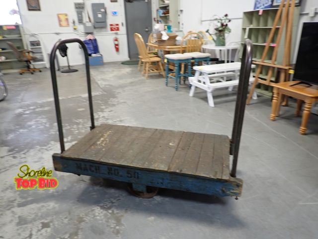 Lot 59-21503 - Antique Industrial Factory Platform Cart, Historic Markings on Cart Mach. No. 511