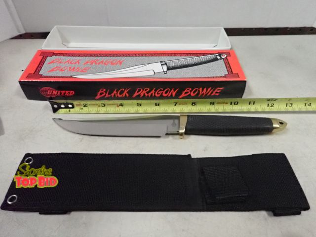 Lot 59-41437 - Black Dragon Bowie Knife United Stainless Steel Blade, 7" Blade, New