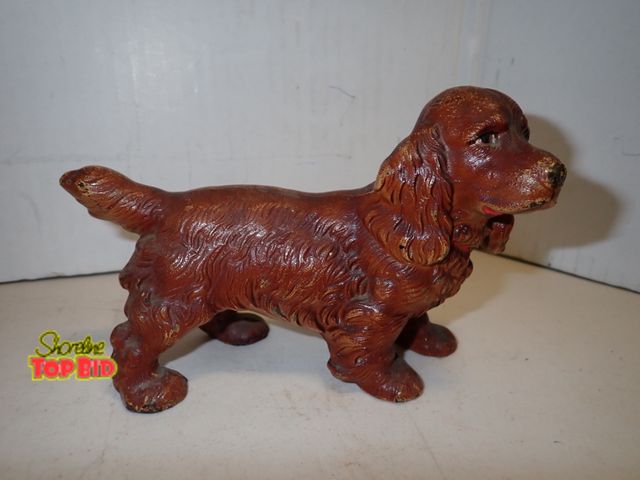Lot 59-14238 - Antique Cast Iron Door Stopper by the Hubley Co. Brown Cocker Spaniel, Solid, Heavy, dates 1920s to ...