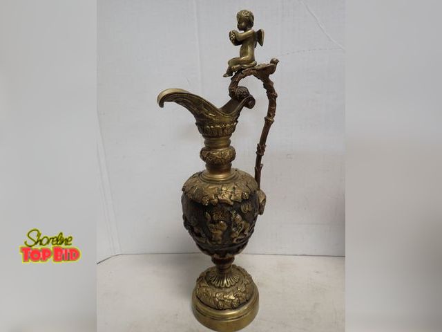 Lot 59-14664 - Ca. 1870 French Renaissance Revival Bronze 16 3/4" tall Ewer, Grape Vines &amp; Classical Scenes on ...
