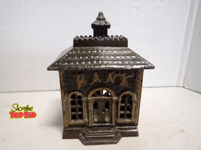 Lot 59-14209 - Antique Cast Iron "State Bank" Still Bank by Kenton Toys, late 19th to Early 20th Century, 6" tall, ...