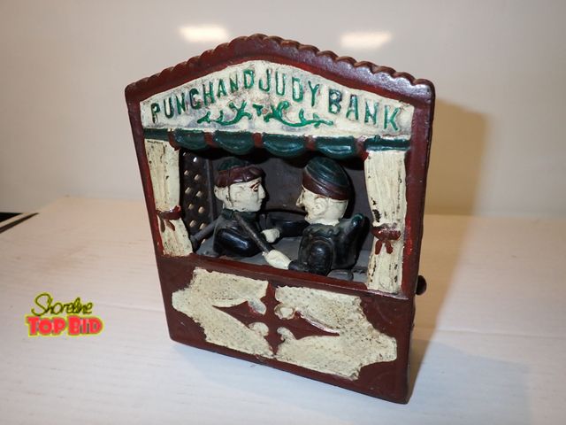 Lot 59-13029 - Vintage Punch and Judy Bank Cast Iron Mechanical