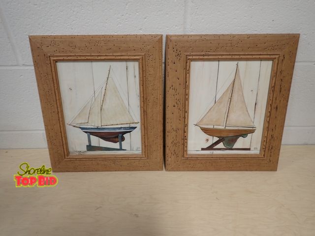 Lot 59-41270 - Pair of Framed Artwork Print by David Carter Brown, Sailboat 14 1/2" x 12"