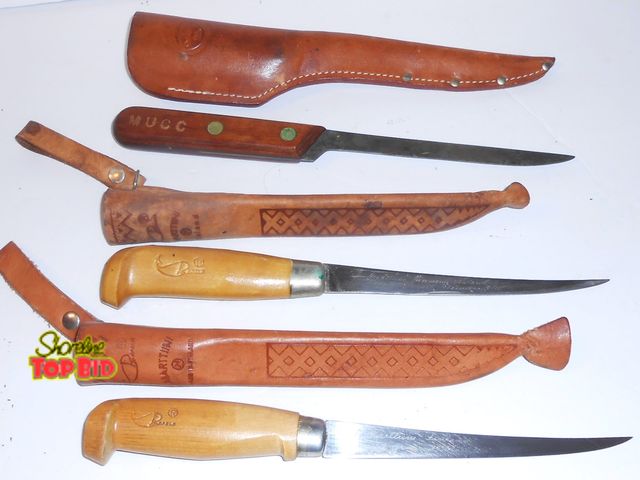 Lot 59-74252 - X3 Fishing Filet Knives 2 - Rapala, 1 - MUCC