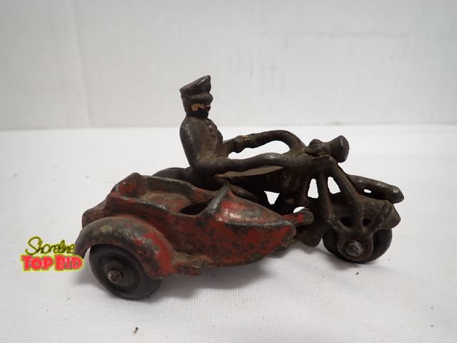 Lot 59-14095 - Antique Cast Iron Toy Motorcycle with a Side Car by Champion, 1930s