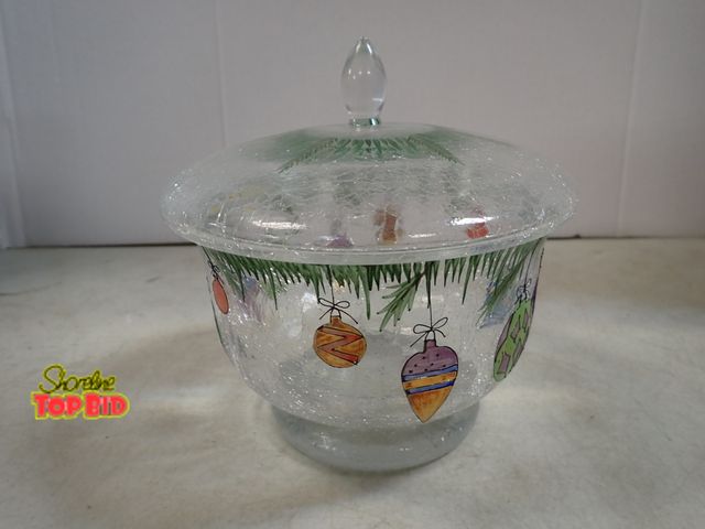 Lot 59-41796 - Christmas crackle glass cookie candy jar