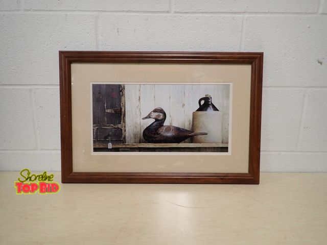 Lot 59-33192 - Vintage Ray Hendershot Framed Duck Decoy Artwork Print 14.5" x 22.5"