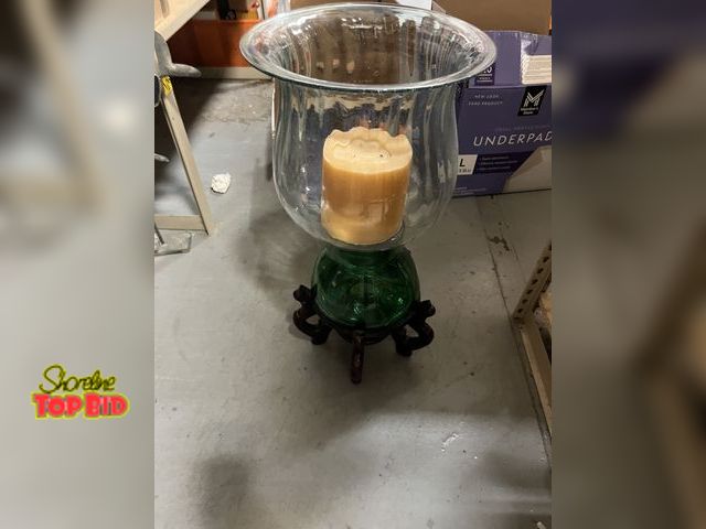 Lot 59-41512 - Vintage blown glass vase with wooden holder