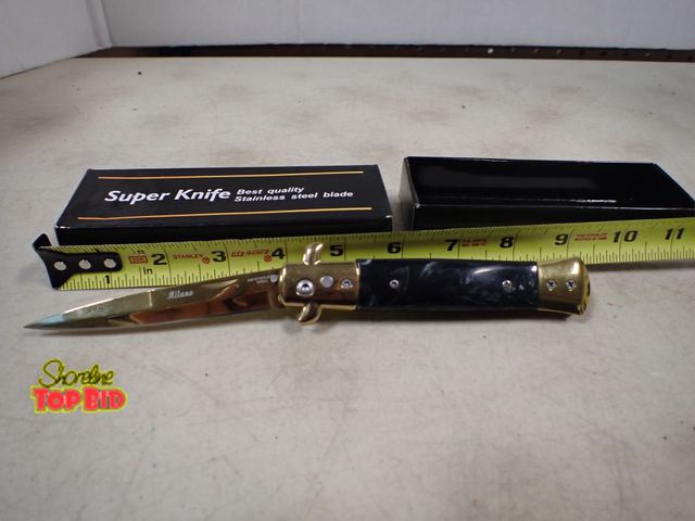 Lot 59-41309 - Super Knife Stainless Steel Blade Milano Push Button Release Spring Action, New