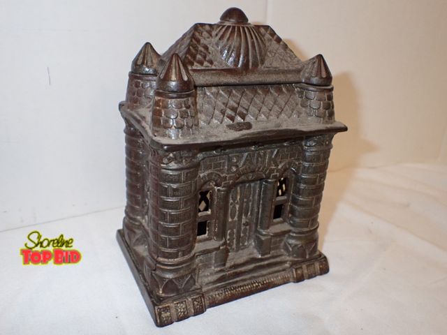 Lot 59-10179 - 1895 Antique Cast Iron Four Tower Bank Building by Joe Stevens 6" x 4 1/4" Original. Estimated value...