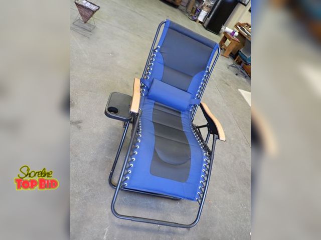 Lot 59-30167 - New Gravity Chaise Lounger/Recliner for your deck - with side tray for your snacks - has a beverage ...