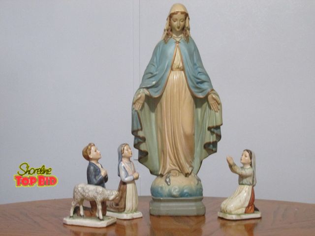 Lot 59-10127 - 17"T Virgin Mary statue w/3 praying youths, good condition