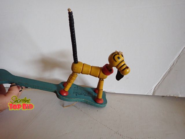 Lot 59-43139 - 1936 Walt Disneys Pluto Wooden Pop-Up Toy Fisher-Price Toys