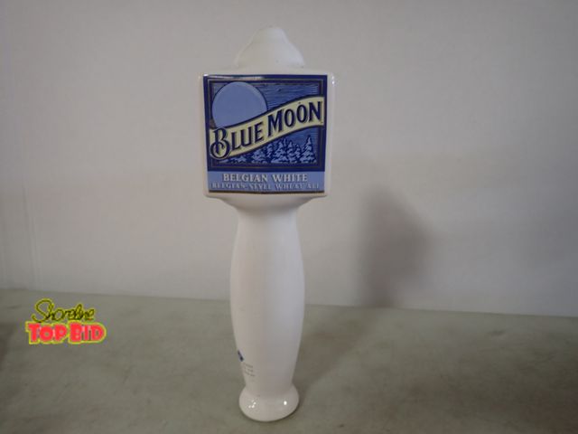 Lot 59-33396 - Blue Moon Belgian White Ceramic Beer Tap Handle 10" tall