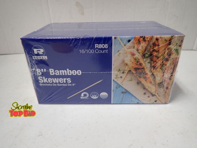 Lot 59-21476 - New 8" Bamboo Skewers, 1 Case, 16/100 count