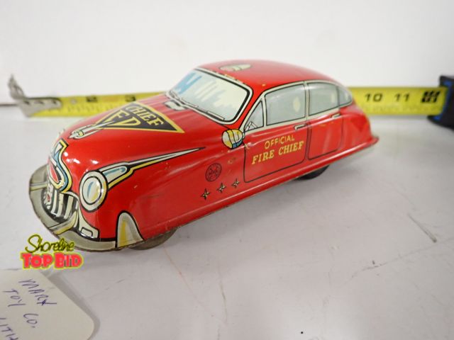 Lot 59-43129 - Louis Marx Tin Litho Friction Drive Official Fire Chief Car 1950s