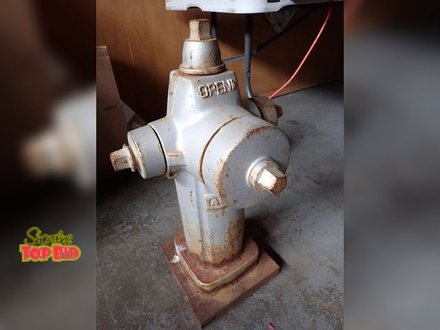 Lot 59-14680 - Mid-Century Dry-Barrel Fire Hydrant 27" tall by A.W.W.A. Welded on Iron Plate