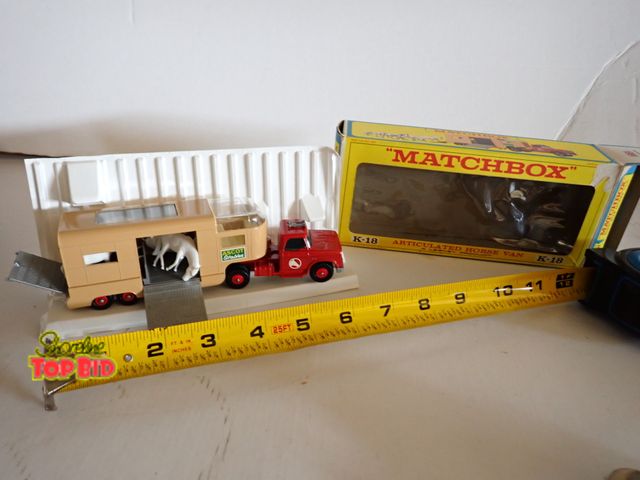 Lot 59-43140 - Matchbox King Size K-18 Dodge Tractor &amp; Articulate Horse Van - Ascot Stables Horse Van - Mint Co...