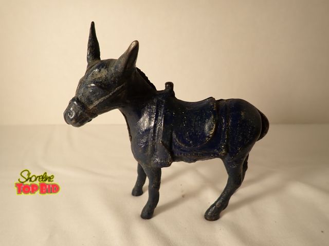 Lot 59-20202 - Antique Cast Iron Donkey Still Bank, Color Blue, Dated 1910s and 1930s, Est. Value $50 to $125