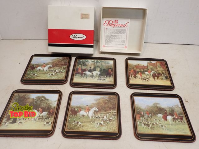 Lot 59-14654 - Vintage 1980s Pimpernel "TallyHo" Coaster Set, Unused