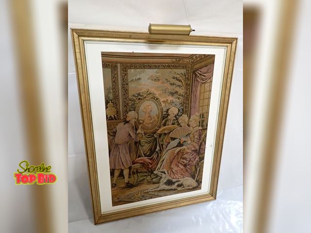Lot 59-14414 - Ca. 1910 French Framed Tapestry, often Associated with the Louis XV or Rococo Style with attached Li...