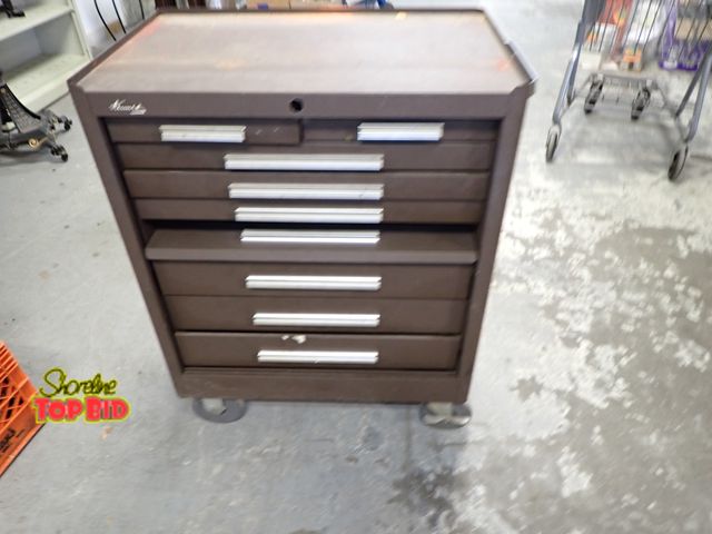 Lot 59-30247 - Kennedy Brown Roller Cabinet, 8 Drawers, Comes with Misc Tools