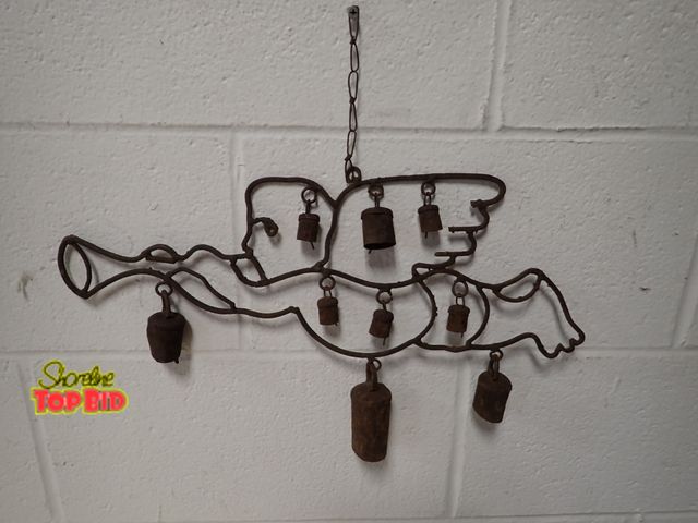 Lot 59-13072 - It's So Rusty, Crusty, Well Seasoned Horn Blowing Angel with 9 Bells that Sound Great on a Windy Day...