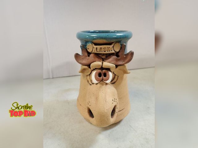 Lot 59-41779 - Handmade pottery moose mug representing the great state of Alaska a fun gift for a special one measu...