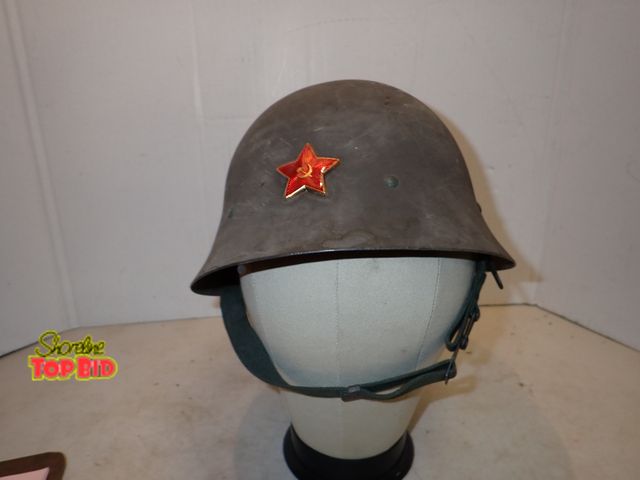 Lot 59-14644 - WWII 1941-44 Soviet SSH-40 Red Army Metal Helmet with Red 5-Pointed Star Emblem, Est. Value $70.00 t...