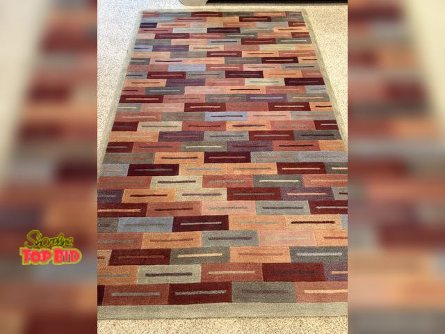 Lot 59-40012 - Sage/multicolor area rug  - 5'x9' good condition