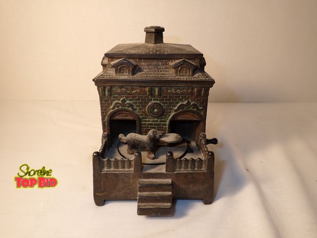Lot 59-20045 - Authentic Antique Dog on Turntable Cast Iron Mechanical Bank by H.L. Judd 1895, working condition, 5...