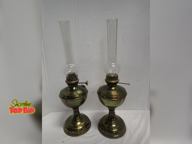 Lot 59-14026 - Ca. 1880 Victorian Brass Kerosene Oil Lamps European or Russian Design Estimated value $70.00 to $ $...
