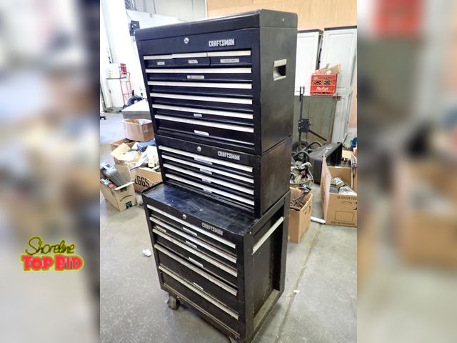 Lot 59-90079 - 3-Pc Craftsman Tool Chest on Casters with Misc. Tools 65" H x 27" W x 18" depth