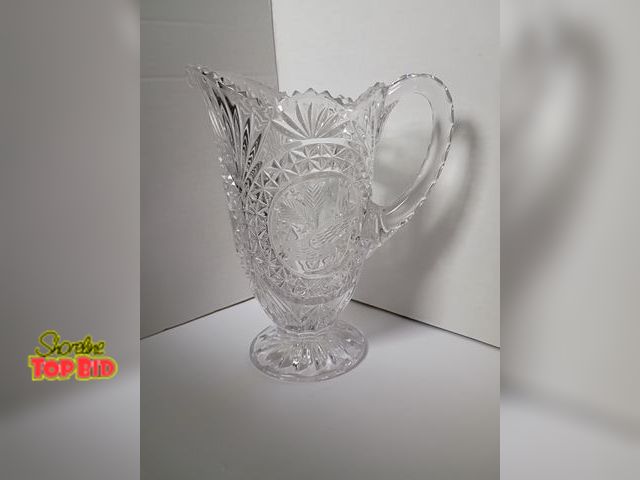 Lot 59-10213 - vintage Hofbauer "Byrdes Collection" footed clear etched crystal pitcher, crafted in West Germany fr...