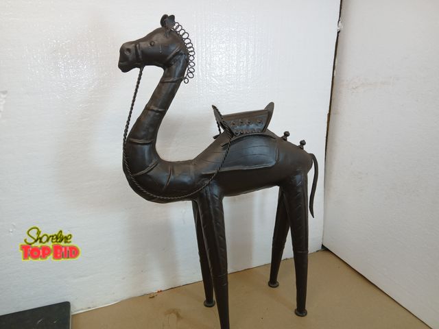 Lot 59-71002 - Metal Camel Art  Sculpture Large 24" Tall Vintage Decor