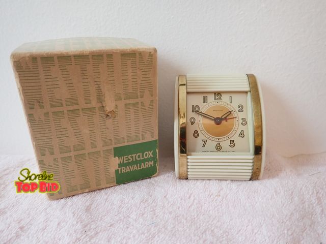 Lot 59-43550 - Vintage Westclox Travalarm Ivory Finish Model 451 with Original Box