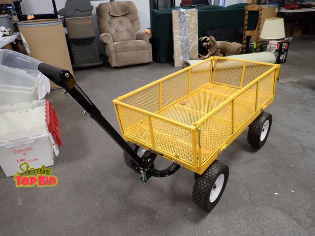 Lot 59-41807 - Yard works heavy duty steel mesh garden utility cart may need new tires