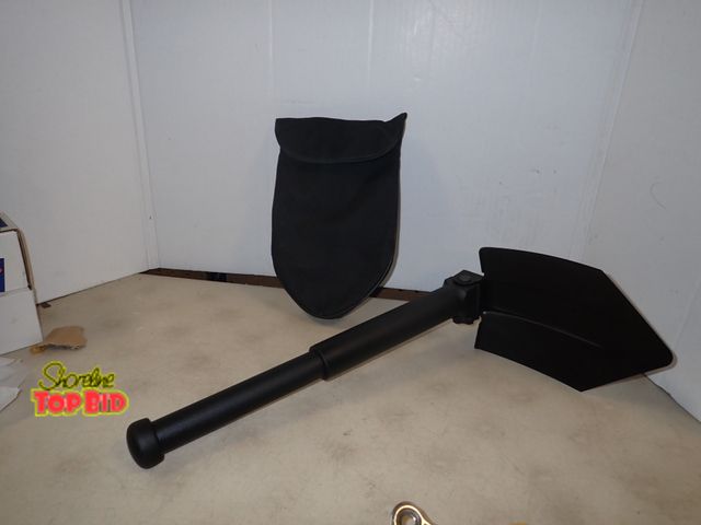 Lot 59-41374 - Black Foldable Telescopic Handle Camping Shovel with Case