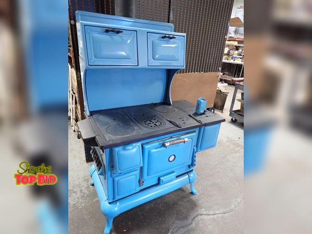 Lot 59-14423 - Ca. 1910 Windsor Repainted Cast Iron Wood Cook Stove - with Match Holder, No Oven Racks