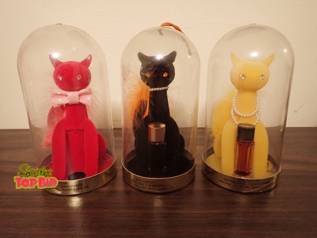 Lot 59-43215 - Set of 3 Vintage Max Factor Sophisticat Black, Yellow and Pink - Collectible, Pink is Missing Perfum...