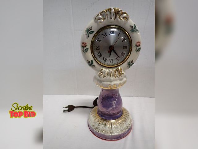 Lot 59-14032 - Antique Porcelain Desk/Mantle Clock, Electric, Non-Working at this time! 12 1/2" tall