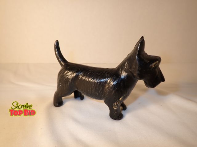 Lot 59-20197 - Antique 1930s Hubley Cast Iron Standing Scotty Dog Still Bank, about 3" tall x 4 1/2" long, Ext. Val...