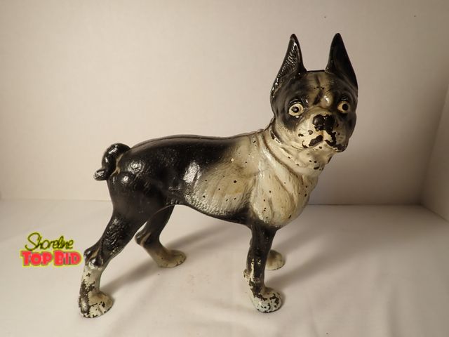 Lot 59-20176 - Antique Hubley Cast Iron Boston Terrier French Bulldog Doorstop 9" tall, Est. Value $175 - $250+