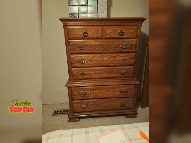 Lot 59-76042 - OFFSITE High End dresser..54" tall x 38 1/2" wide x 19" deep.. 6 drawers.. think it's mahogany..very...
